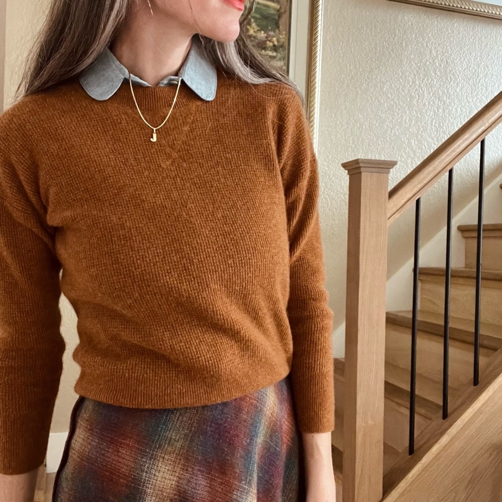 Madewell Cashmere Sweater in Heathered Pumpkin